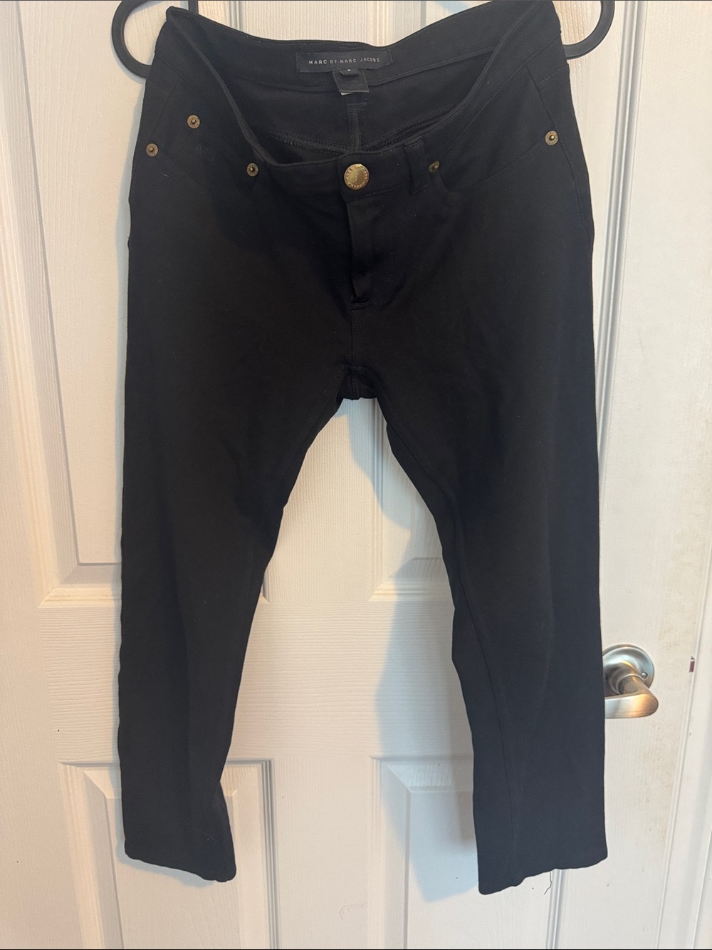 Marc by Marc Jacobs Black Slim Stretch Jeans capri with Gold Hardware